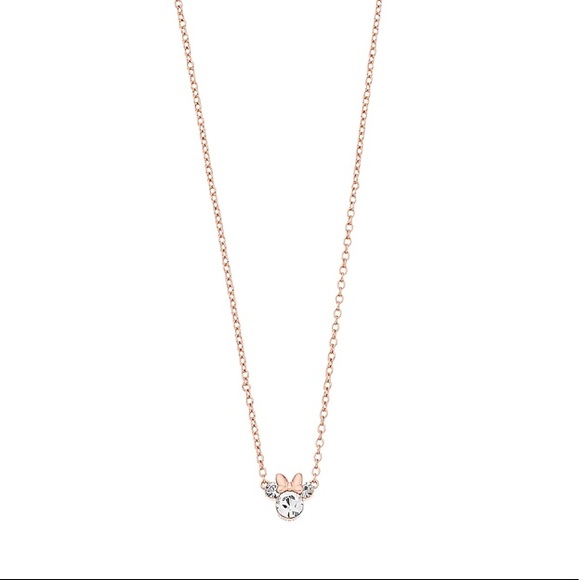 Disney Crystal Sterling Silver Minnie Mouse Matching Necklace & Earrings - Picture 3 of 13